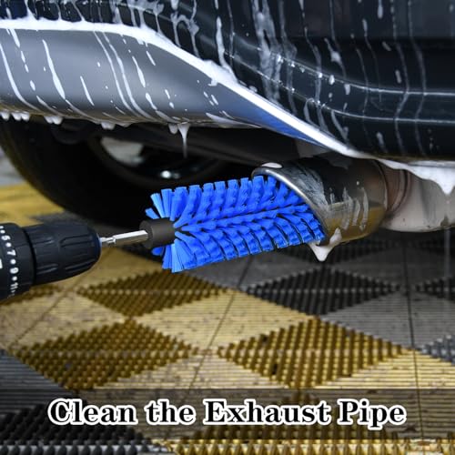 1 Pack Drill Brush for Car Wheel and Bottle(Blue) | for Wheels, Rims, Engines, Exhaust, Bottle - color: 1 Pack Dark Blue