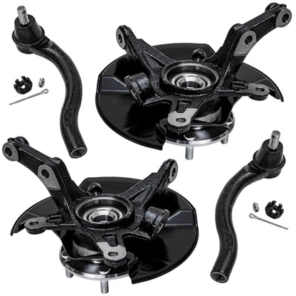Detroit Axle - Front Steering Knuckles & Wheel Hub Outer Tie Rod Ends Replacement for 2006-2011 Honda Civic DX DX-G EX EX-L LX LX-S Sport - size: 4SU47730/Kit