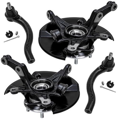 Detroit Axle - Front Steering Knuckles & Wheel Hub Outer Tie Rod Ends Replacement for 2006-2011 Honda Civic DX DX-G EX EX-L LX LX-S Sport - size: 4SU47730/Kit