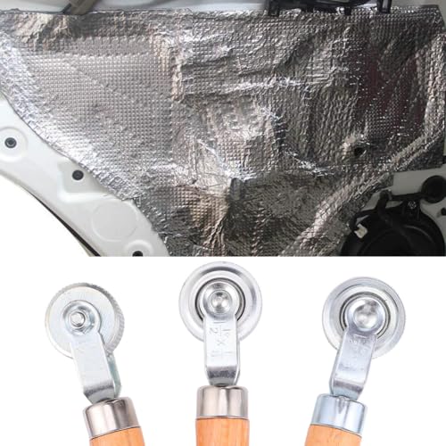 3pcs Car Tire Repair Tool Set with 3mm, 6mm, and 12mm Silver Metal and Wood Rollers to Minimize Air Bubbles and Tube Patch Adhesion for Tire Repair