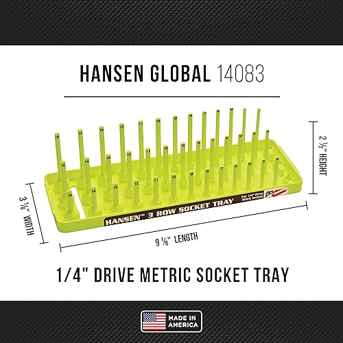 Hansen Global 3 Row Socket Holder, Hi-Viz Yellow, Pack of 6 - color: Hi-viz Yellow