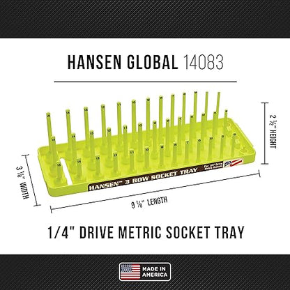 Hansen Global 3 Row Socket Holder, Hi-Viz Yellow, Pack of 6 - color: Hi-viz Yellow