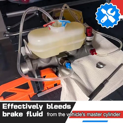 Enhon Master Cylinder Bleeder Kit Replacement for 14151, 22 inch Hose, Clip, SAE and Metric Fittings Universal Fit, Complete Brake Bleeder Kit with PTFE Tape