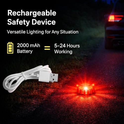 Car Warning Triangle Lamp, Emergency Safety Flashing Sign with Rechargeable Battery, MultiFunction Work Light - Durable ABS Plastic, Adjustable Brightness, Ideal for Roadside