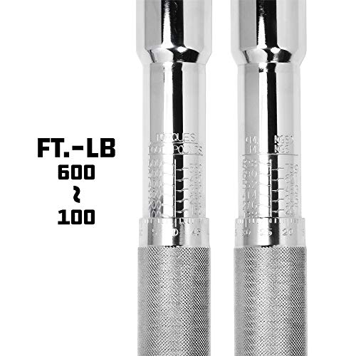 Powerbuilt 3/4-Inch Micrometer Torque Wrench, 100-600 Foot/Pounds, Reversible Ratchet Clicks, Lockable - 641434 - size: 3/4 in.