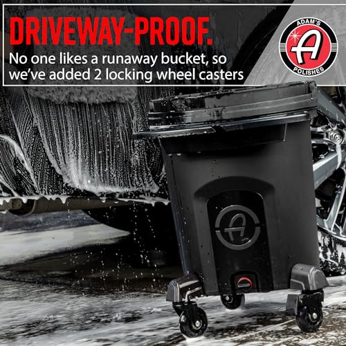 Adam's Complete Premium Detailing Bucket - Car Wash Bucket with Grit Guard, Seat Pad, Organization Rack, Drain Plug, 2 Locking Wheels | Innovative Detail 5 Gallon Bucket Kit System - size: Twin