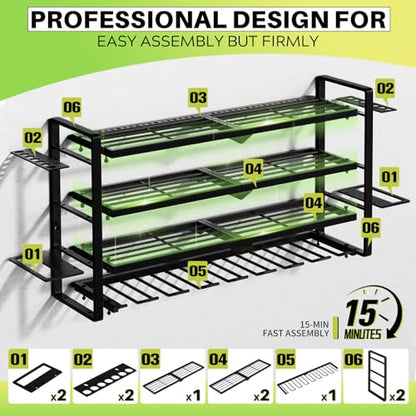Hipidian Fathers Day Best Gifts for Daddy, Heavy Duty Power Tool Organizer Wall Mount- 400lb Capacity 4-Tier Storage Rack with 8 Drill Holders for Garage Tools, Birthday Gifts for Men Dad Husband - size: 8 Slots 4 Layers 4