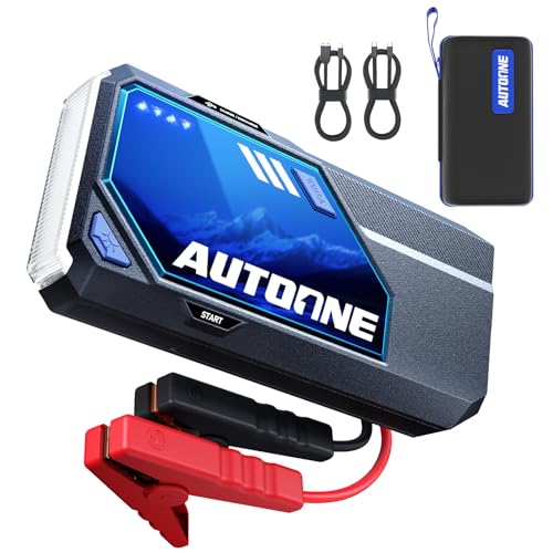 AUTOONE M5 9000A Car Jump Starter 12V Battery Jumper Starter Portable (All Gas/All Diesel) 168W DC Jump Box for Car Battery with Built-in Booster, Type-C Fast Charge & Jumper Cables Jump Pack - size: 9000A