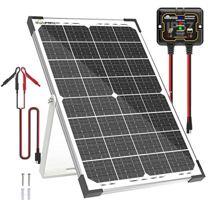 SOLPERK 30W Solar Battery Charger Solar Battery Maintainer + Upgrade 10A MPPT Charge Controller + Adjustable Mount Bracket for Car RV Boat Motorcycle，12V Waterproof Solar Panel Kit Trickle Charging - size: 30W MPPT Kit