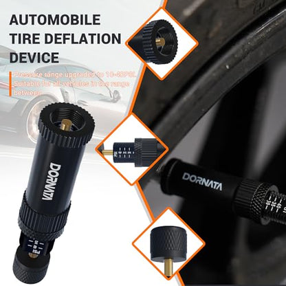 Adjustable Tire Deflator Auto-Stop (10-40 PSI) Offroad Accessories Valve Stem kit 4x4 Tyre Air Down Tool for Truck, Pickup, Motorcycle,Jeep etc.(Black)