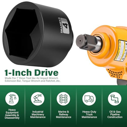 1" Drive Shallow Impact Socket,4 Inch SAE Jumbo Socket,CR-MO 6 Point for Easy Removal of Large Axle Nut（SAE) - size: 1 Inch Shallow 4", style: 1"Drive Shallow Impact Socket