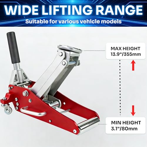 Low Profile Floor Jack 1.5 Ton, 3300LBS Hydraulic Car Jack with 3-3/20" to 14-10/27" Lift Range | Aluminum Steel Racing Jack with Dual Piston Quick Lift | Professional Garage Shop Equipment