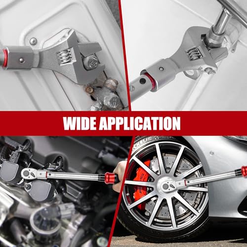 Adjustable Open End Torque Wrench 1/2" Drive-10-120 Ft-Lb for HVAC | 40MM 1/2 Inch Pound Torque Wrench(13.6-162.6Nm), Interchangeable Jaw&Ratchet Head for Car Moto Narrow Pipeline DIY - size: 1/2" 10-120FT.LB, style: Click