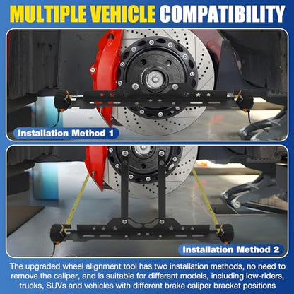 Loyala Wheel Alignment Tool 2 PCS Toe Alignment Tool Plates with 2 Measuring Tapes Camber Alignment Tool for Automotive Truck SUVs RV Tire Repair Home Use Automotive Tools
