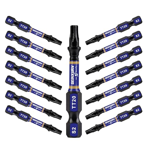 Geinxurn 2 In. Security T20 Impact Magnetic Screwdriver Bit Set, 15 Pieces #20 Torx Head Power Bit Set, S2 Alloy Steel Hollow Star Bit Set - size: 2"-15PCS, style: TT20