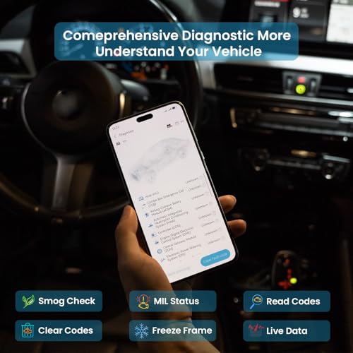 DFirst OBD2 Scanner Bluetooth Fixd Car Wireless Diagnostic Tool, ECU Coding, Customizations,Auto Connect Scanner Scan Tool (for Android & iOS, OBD Device)