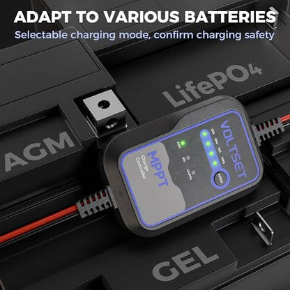 Voltset MPPT Solar Charge Controller 12V for Solar Panels Up to 50W | IP67 Waterproof | LED Indicators | For RV, Marine, Camper & Trailer | Supports Gel, AGM, Lead-Acid & LiFePO4 - style: Mppt Solar Charge Controller use Below 50W