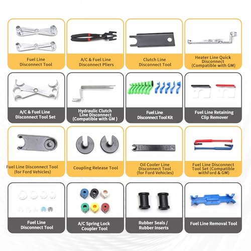 45pcs Master Quick Disconnect Tool Kit for Automotive Fuel Line, A/C, Transmission & Hydraulic Systems, Fuel Line Removal and Separator Tools Suitable for GM, Ford, Chrysler, Dodge, Mazda & More