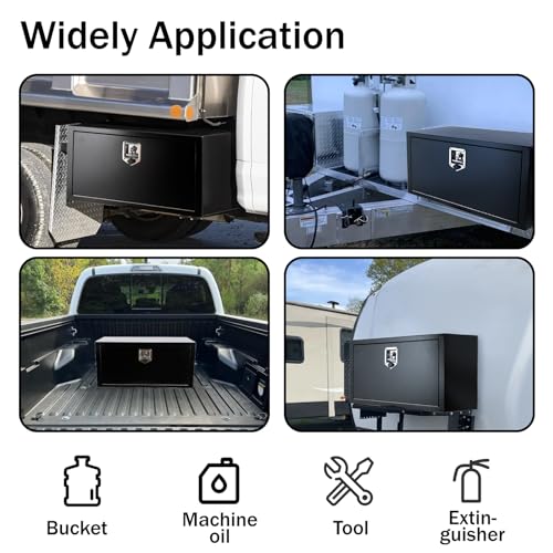 BLACKHORSE-RACING Underbody Truck Tool Box with T-Handle Latch Waterproof Truck Tool Box for Underbed of Truck, Trailer, Rv 36"(L) x 18"(W) x 18"(H)-Black Steel - size: 30" x 18" x 18 "