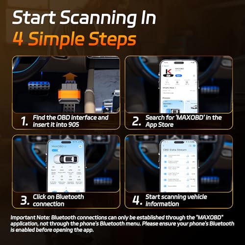 KONNWEI OBD2 Bluetooth Scanner Engine Code Reader w/Power ON/Off Button | Wireless Car Scanner w/Battery voltage Test Live Data Stream Freeze Frame I/M Readiness for iOS & Android