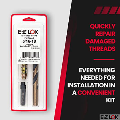 E-Z Hex Thread Repair Kit for Soft Wood Flanged Threaded Inserts 1/4-20 x 13mm, Drill, Installation Tool - size: 5/16-18 x 13mm, style: Flanged