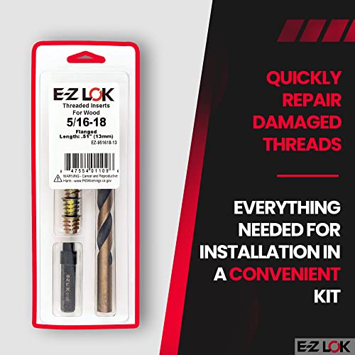 E-Z Hex Thread Repair Kit for Soft Wood Flanged Threaded Inserts 1/4-20 x 13mm, Drill, Installation Tool - size: 5/16-18 x 13mm, style: Flanged