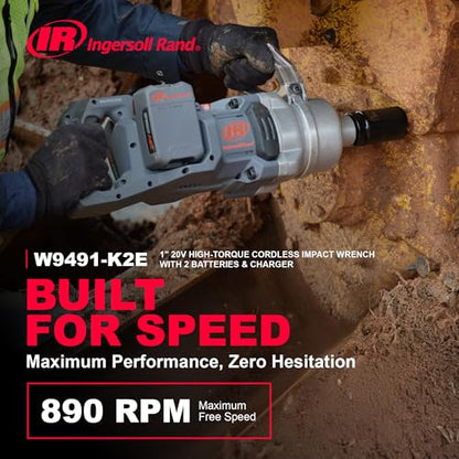 Ingersoll Rand W9491-K2E Cordless 1" High-Torque Impact Wrench Kit, Includes 2 BL2022 5.0Ah Batteries and Dual-Bay Charger - size: Standard Anvil, style: 2 Battery Kit