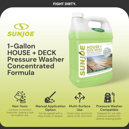 Sun Joe SPX-HDC1G House and Deck All-Purpose Pressure Washer Rated Concentrated Cleaner, 1-Gallon , White , 128 Fl Oz (Pack of 1) - style: House & Deck Cleaner