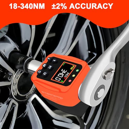 1/2" Digital Torque Adapter - 12.5-250 Ft-Lb, Converts Any 1/2" Ratchet tool to Torque Wrench, Electronic Torque Converter with 3/8" & 1/4" Adapters, Buzzer & LED Alerts, for Bike, Motorcycle & Car - style: 1/2-Inch 12.5-250 Ft-Lb