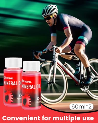 Brake Bleed Kit for Shimano, TEKTRO, TRP Hydraulic Disc Brakes, Mountain Brake Bleed Kit Including High Performance Mineral Oil Brake Fluid. - size: 2*60ml