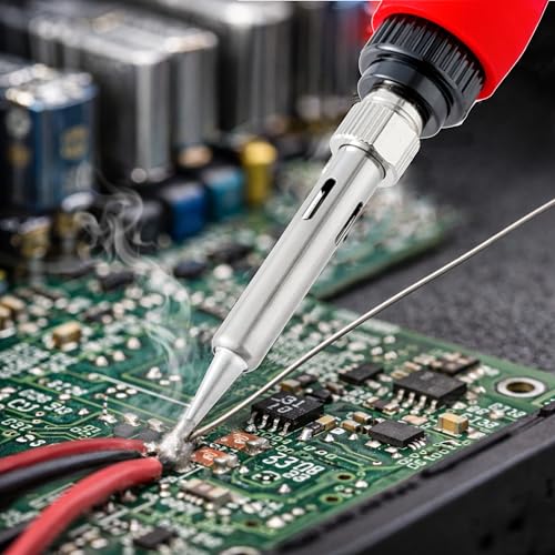 Soldering Iron Kit, 60W Digital LED Display Solder Pen, 5-in-1 Fast Heating with Solder Wire, Flux Rosin Paste, Mini Stand, Sponge for Electronics Repair Hobby DIY 120V US Plug from Plusivo - color: Digital Soldering Iron Kit 7