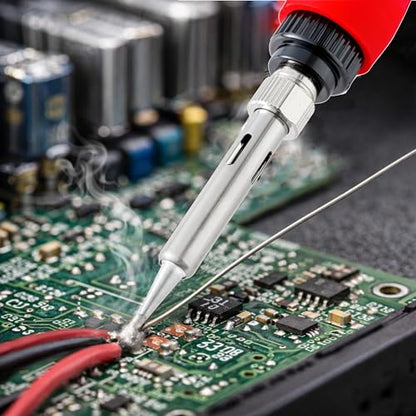 Soldering Iron Kit, 60W Digital LED Display Solder Pen, 5-in-1 Fast Heating with Solder Wire, Flux Rosin Paste, Mini Stand, Sponge for Electronics Repair Hobby DIY 120V US Plug from Plusivo - color: Digital Soldering Iron Kit 7