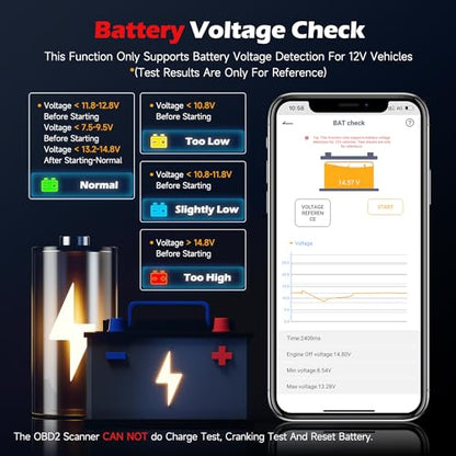 ANCEL BD200 OBD2 Scanner Bluetooth - Code Reader & Check Engine Diagnostic Scan Tools with Car Battery Test, Exclusive App on iOS & Android, Wireless OBDII Adapter Works for 1996 & Newer Vehicles
