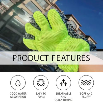 4 Pcs Microfiber Car Wash Mitts - Car Wash Mitt Microfiber Scratch Free,Premium Chenille Ultra-Soft,Car Wash Supplies，5-Finger Design Detailing for Cleaning Car Wash Brush，Car Detailing Kit
