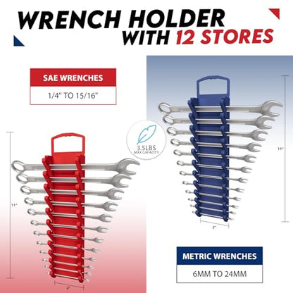 8-Piece Magnetic Socket Organizer and Wrench Organizer, Magnetic Socket Holder Set | Fits 1/4” 3/8” 1/2” Metric SAE for Tool Box Drawer, Can Holds 143 Sockets, Socket & Wrench Not Included