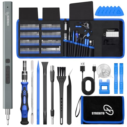 STREBITO Electric Screwdriver, 144-in-1 Precision Screwdriver Set | 120 Magnetic Bits, Organized Storage and Portability, Small Tool Kit for Electronics, PC, Computer and Laptop - color: Blue