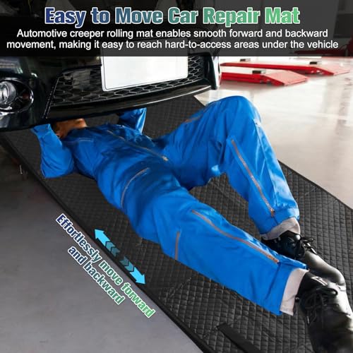 Wayona Rolling Creeper Mat 58"X27", Foldable Under Car Repair Mat for Mechanics, Automotive Creeper Mat with Storage Bag Gloves for Low Clearance, Uneven Roads, Long-Distance Trucks and All Terrains