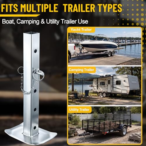 2 Pcs Drop Leg and Pin for Jack, 8000 lbs, Adjustable Jack Stand for 2 Inch Square Tube Trailer, Heavy Duty Galvanized Steel Drop Legs with 5 Mounting Holes for Car Maintenance Support