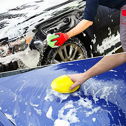 20 Pieces Cars Microfiber Wax Applicator Pads Foam Bulk 5 Inch Diameter Round Polishing Sponge Buffing Detailing Pads for Cars, Yellow Green Blue Dark Blue