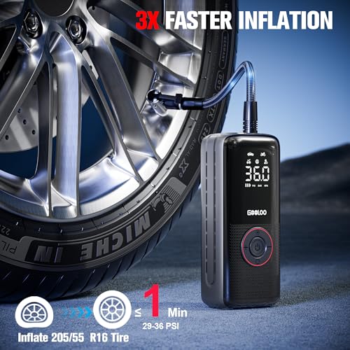 GOOLOO A6 Lite 160PSI Tire Inflator Portable Air Compressor, 7500mAh Portable Tire Inflator for Car Portable Air Pump with Tire Gauge Pressure & LED Light Air Pump for Car