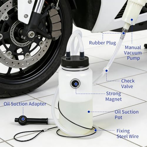 MR CARTOOL Brake Bleeder Kit Universal One Person 1L Brake Bleeder Bottle with Magnet Mount and Oil Suction Hose 66cm for Motorcycle