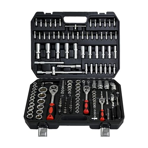 171-Piece Socket and Ratchet Wrench Set - Portable Home Basic Repair Tool Kit, Black Tool Box Set Hand Tool Kit with Combination Wrenches and Lock, Perfect for Homeowner, Diyer, Handyman - size: 171-Piece Hand Tool Kit