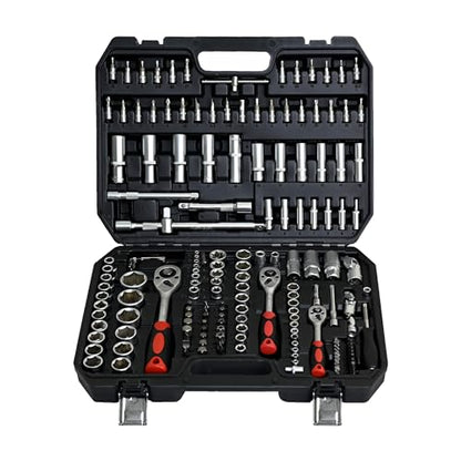 171-Piece Socket and Ratchet Wrench Set - Portable Home Basic Repair Tool Kit, Black Tool Box Set Hand Tool Kit with Combination Wrenches and Lock, Perfect for Homeowner, Diyer, Handyman - size: 171-Piece Hand Tool Kit