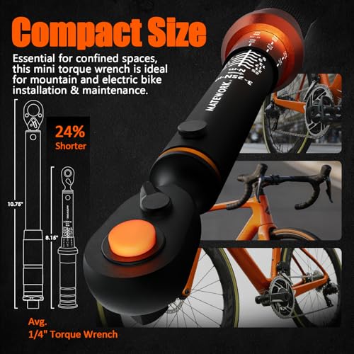 1/4 Torque Wrench, 3-25 Nm/26.6-221.3 in.lb, Mini 1/4" Drive Click Bike Torque Wrench Inch Pounds with 72-Tooth Dual-Direction, Small Bike Tool for Bicycle, MTB Maintenance, ±3% High Precision - size: 1/4-inch (mini, 3-25 nm /26.6-221.3 in.lb)