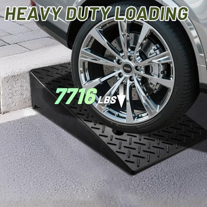 2 Pack Rubber Curb Ramps Driveway ramp, 7.1" H,19.7" L,31.5" W, Heavy Loading (7714LB)/3.5Ton Capacity, shed, Threshold, Motorcycle, Loading, Bikes, Wheelchairs Ramps - size: 7.1" Rise