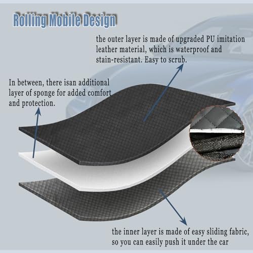 60''x28'' Mechanic Mat for Ground Rolling Mat with Storge Bag, Zero Ground Clearance Mechanic Creeper Mat for Working on Uneven Surfaces