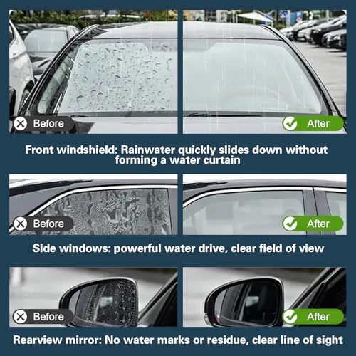 Glass Polish 1.7oz (50ml), Cerium Oxide Glass Polishing Compound for Car Windshield, Mirror, Headlights, Scratch Remover, Oil Film Cleaner, Stain & Water Spot Removal, Restores Clarity, White