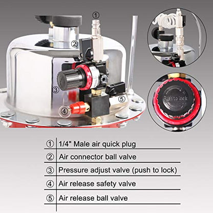 YSTOOL Brake Bleeder Kit Pneumatic Pressure Brake Clutch Fluid Bleeding Tool Set with Master Cylinder Adatpers Air Power Pressurized Oil Change Bleeder Machine and Waste Oil Collection Bottle (Red) - color: Red