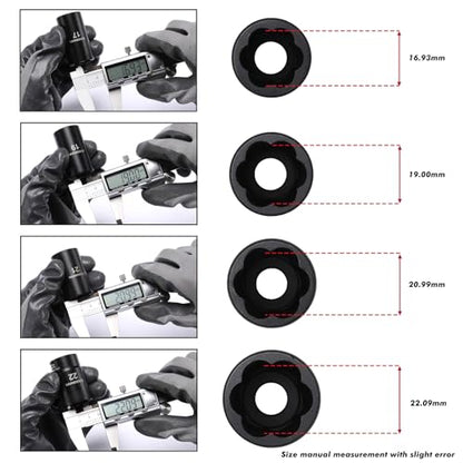 CASOMAN 5 Pieces 1/2"Dr. Twist Socket Set, Lug Nut Remover Tool Metric Bolt and Lug Nut Extractor Socket Tools - size: 5-Piece