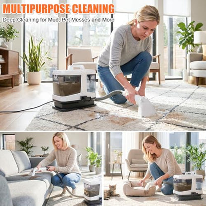 Foandbevi Carpet & Upholstery Cleaner Machine, 16KPa Spot Shampooer for Pet | 800W Motor Self-Cleaning 3 in 1 Tough Stain Tool, Lightweight Spot Stain Remover for Couch, Car Detailing, Rugs & Stairs